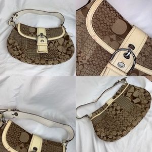Cream and Tan Vintage Coach purse